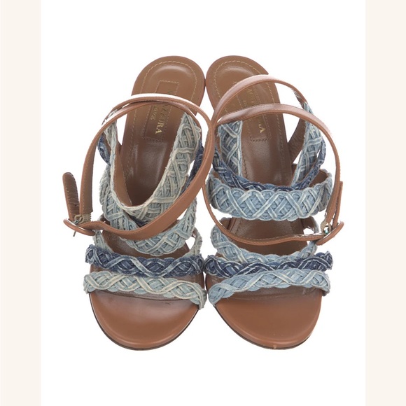 Aquazzura Firenze Denim Multi Strap Sandal - Picture 3 of 7